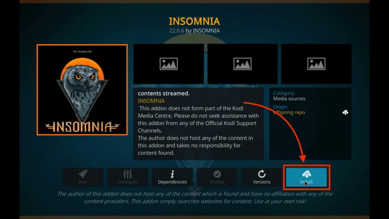 Insomnia Kodi Addon Configuration